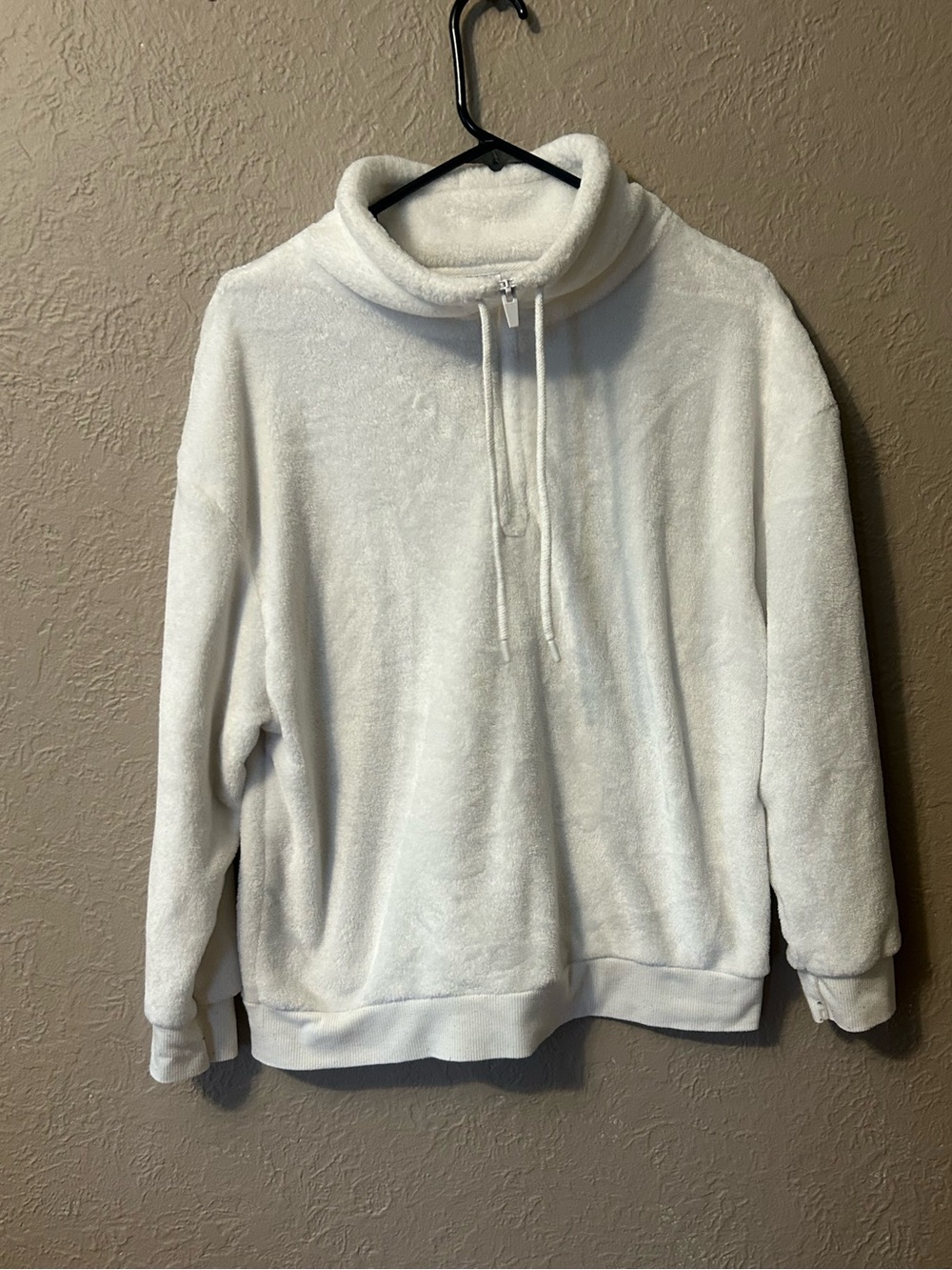 Secret Treasures Men's Cream Plush Half-Zip Turtleneck Sweater